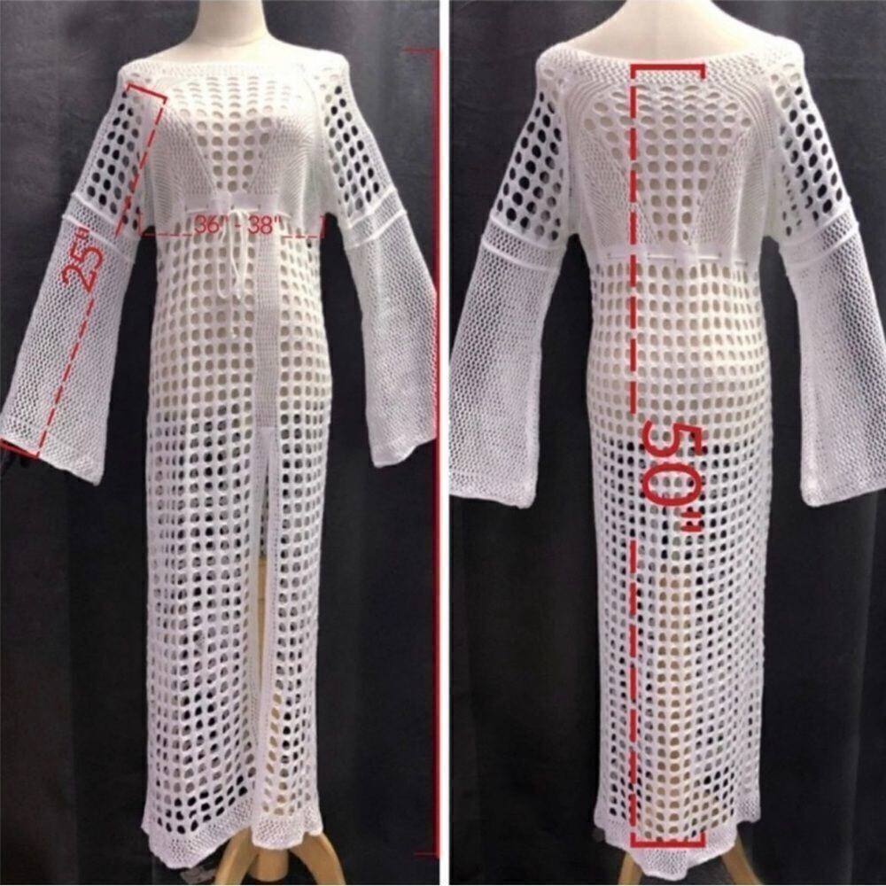 Bohemian White Crochet Swimsuit Cover Up  - Picture 6 of 11
